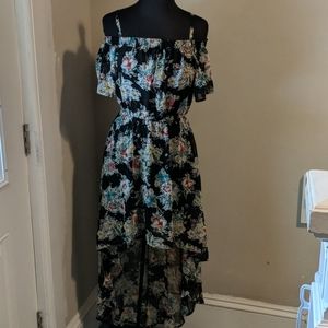 As U Wish Med High Low Off Shoulder Floral Dress